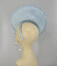 Powder Blue Sinamay Fascinator: Feather Flower Derby Hat