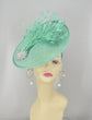 Turquoise Sinamay Fascinator Hat: Feather Flower Kentucky Derby Headband
