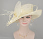 Wide Brim Sinamay Derby Hat: Ivory Millinery Church Hat