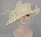 Wide Brim Sinamay Derby Hat: Ivory Millinery Church Hat