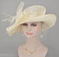 Wide Brim Sinamay Derby Hat: Ivory Millinery Church Hat