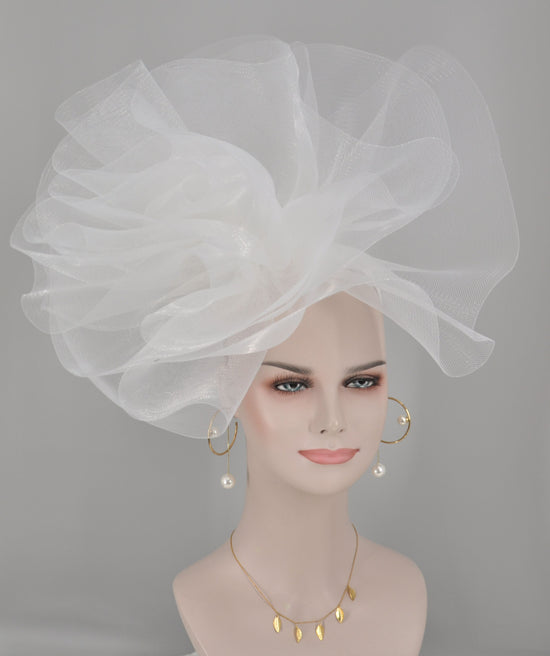 White Crinoline Fascinator Hat: Kentucky Derby, Wedding, Tea Party