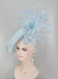 Powder Blue Kentucky Derby Hat: Sinamay Fascinator with Goose Feather Flowers