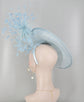 Powder Blue Kentucky Derby Hat: Sinamay Fascinator with Goose Feather Flowers
