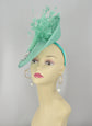 Turquoise Sinamay Fascinator Hat: Feather Flower Kentucky Derby Headband