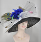 Sinamay Kentucky Derby Hat: Black Wide Brim with Butterflies
