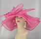Hot Pink/ Fuchsia  Pink Green w Silk Flower Kentucky Derby Hat, Church Hat, Wedding Hat, Easter Hat, Tea Party Hat Wide Brim  Sinamay  Hat