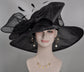 Black Kentucky Derby Hat: Wide Brim Sinamay Church Hat