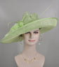 Wide Brim Sinamay Derby Hat: Spring Green Church Wedding Ascot Hat