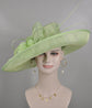 Wide Brim Sinamay Derby Hat: Spring Green Church Wedding Ascot Hat