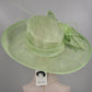 Wide Brim Sinamay Derby Hat: Spring Green Church Wedding Ascot Hat