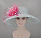 Powder Blue  Fuchsia Feather Flower Kentucky Derby Hat,Ascot Hat for Wedding & Tea Party, Garden Party Hat, Mother of the Bride, Church