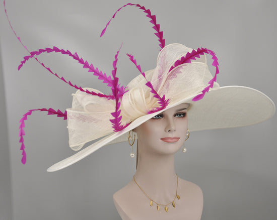 Ivory Feather Kentucky Derby Hat: Royal Ascot Wedding Party Hat