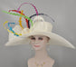 Wide Brim Feathered Derby Hat - Ivory Royal Ascot Sinamay Bow