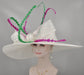 Wide Brim Sinamay Derby Hat: Feathered Ascot Wedding Party Hat