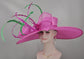 Fuchsia Sinamay Derby Hat: Feathered Royal Ascot Race Day Hat