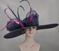 Navy Blue Kentucky Derby Hat: Feathered Ascot Wedding Party Hat