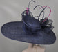 Navy Blue Kentucky Derby Hat: Feathered Ascot Wedding Party Hat
