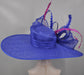 Royal Blue Derby Hat: Feathered Sinamay Bow Ascot Hat