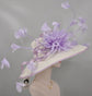 Lavender Derby Hat: Wide Brim Sinamay Feather Church Hat
