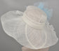 Wide Brim Sinamay Kentucky Derby Hat: White with Powder Blue Silk Flower