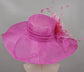 Wide Brim Kentucky Derby Hat, Ascot Hat for Wedding & Tea Party, Garden Party Hat, Mother of the Bride, Church Fuchsia Pink Feather Flower