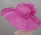 Fuchsia Sinamay Derby Hat: Jumbo Silk Flower Wide Brim