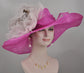 Fuchsia Sinamay Kentucky Derby Hat: Jumbo Silk Flower Wide Brim