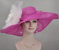 Fuchsia Sinamay Derby Hat: Jumbo Silk Flower Wide Brim