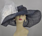 Navy Sinamay Kentucky Derby Hat: Jumbo Silk Flower Wide Brim