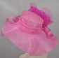 Hot Pink Sinamay Kentucky Derby Hat: Jumbo Silk Flower Wide Brim