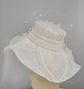 White Feather Flower Sinamay Derby Hat: Wide Brim Church Hat