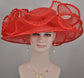Red Sinamay Kentucky Derby Hat: Feather Flower Tea Party Hat