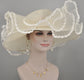 Ivory Wide Brim Kentucky Derby Hat,Ascot Hat for Wedding & Tea Party, Garden Party Hat, Mother of the Bride, Church