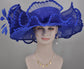 Royal Blue Sinamay Derby Hat: Wide Brim Wedding Ascot Hat