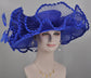 Royal Blue Sinamay Kentucky Derby Hat: Wide Brim Wedding Ascot Hat