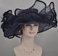 Navy Blue Sinamay Kentucky Derby Hat: Wide Brim Royal Ascot Hat
