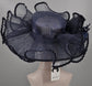 Navy Blue Sinamay Derby Hat: Wide Brim Royal Ascot Hat