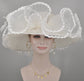 White Sinamay Derby Hat: Feather Flower Tea Party Hat
