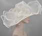 White Sinamay Derby Hat: Feather Flower Tea Party Hat