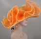 Orange Sinamay Kentucky Derby Hat: Feathered Tea Party Church Hat