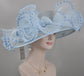 Powder Blue Crin Wave Style Wide Brim Kentucky Derby Hat,Ascot Hat for Wedding & Tea Party, Garden Party Hat, Mother of the Bride, Church