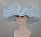 Powder Blue Crin Wave Style Wide Brim Kentucky Derby Hat,Ascot Hat for Wedding & Tea Party, Garden Party Hat, Mother of the Bride, Church