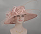Blush Pink Sinamay Derby Hat: Wide Brim Wedding Ascot Race Day