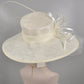 Off White Sinamay Derby Hat: Wide Brim Wedding Ascot Hat