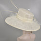 Off White Sinamay Derby Hat: Wide Brim Wedding Ascot Hat