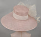 Church Kentucky Derby Hat Carriage Tea Party Wedding  With Jumbo Feather Flower and Bows Blush Pink w Ivory