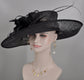 Black Sinamay Derby Hat: Wide Brim Feather Ascot Hat
