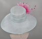 Powder Blue  Fuchsia Feather Flower Kentucky Derby Hat,Ascot Hat for Wedding & Tea Party, Garden Party Hat, Mother of the Bride, Church