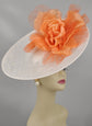 White Sinamay Kentucky Derby Hat with Silk Flower (16.14 Diameter)
